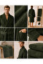 Eldy Men's Bathrobe Set, 4 Pieces, 100% Cotton Certified Shawl Collar Striped Men's Bathrobe Set - Green - 7