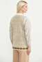 Floral Motif Wool Knitwear Vest - Bone - 5