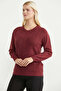 Hair Braid Motif Casual Knitwear Sweater - Burgundy - 3