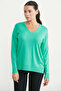 V-Neck Basic Knit Sweater - Green - 2