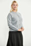 Buttoned Crew Neck Knitwear Cardigan - Gray - 5