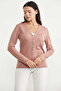 V-Neck Basic Knitwear Cardigan with Pockets - Rose - 5