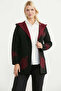 Woolen Double Color Thick Knitwear Jacket - Black - Burgundy - 2