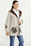 Woolen Double Color Thick Knitwear Jacket - Beige - Brown - 5