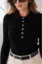Polo Collar Buttoned Ribbed Slim Fit Long Sleeve Thin Knitwear Sweater Aw26Kz00038 - 3
