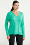 V-Neck Basic Knit Sweater - Green - 3