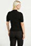 Drop Collar Short Sleeve Knitwear Sweater - Black - 5