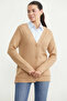 Oversize Buttoned Knitwear Cardigan with Pockets - Camel - 4