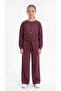 Bowknot Printed Legs Ribbed Stitching Girls' Top and Bottom Tracksuit Set - 3