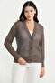 Perforated Motif Buttoned Cotton Knitwear Cardigan - Brown - 2
