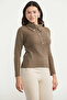 Full Fisherman Buttoned Knit Sweater - Milk Coffee - 4