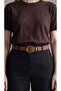 Women's Antique Plated Buckle Tan Belt 2.3 cm Jean Belt Coat Belt Pants Belt - 3