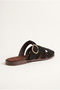 Women's Black Suede Gold Buckle Belt Strap Flat Sole Slippers 50021004 - 2