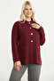 Woolen Stand Collar Knitwear Jacket - Burgundy - 5