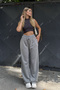 Gray Elastic Waist Detailed Sweatpants - 4
