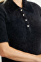 Polo Collar Soft Textured Knit Sweater - Black - 5