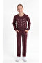 Ribbon Printed Girls' Top and Bottom Tracksuit Set - 4