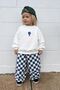 Ice Cream Poncho Detailed Checkered Wide Leg Boys' Set - White