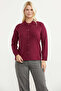 Polo Collar Buttoned Knitwear Cardigan - Claret Red