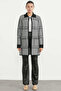 Houndstooth Patterned Long Knit Cardigan - Black - 3