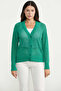 Perforated Motif Buttoned Cotton Knitwear Cardigan - Green - 3