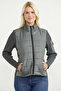 High Collar Quilted Combination Cotton Knitwear Coat - Anthracite