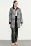 Houndstooth Patterned Long Knit Cardigan - Black - 2
