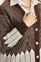 Oversize Patterned Knitwear Cardigan - Brown - 5