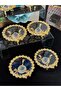 6 Pieces of Crystal Stone Gold Casting Circle Shape Coffee Cup Holder, Turkish Delight Cup Holder - 4