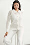 Hole Motif Buttoned Cotton Knitwear Cardigan - Bone - 2