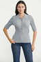 Button Detailed Short Sleeve Knitwear Sweater - Gray - 3