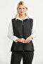 Quilted Detailed Zippered Knitwear Vest - Black - 2