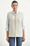 Quilted Detailed Zippered Knitwear Vest - Beige