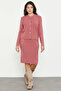 Metal Button Detailed Skirted Knitwear Set - Coral - 2