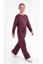 Bowknot Printed Legs Ribbed Stitching Girls' Top and Bottom Tracksuit Set - 4