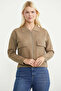 Large Pocket Zippered Knitwear Jacket - Mink - 2