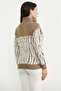 Zebra Patterned Half-Zip Knit Sweater - Mink - 5