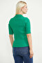 Button Detailed Short Sleeve Knit Sweater - Green - 5