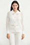 Hole Motif Buttoned Cotton Knitwear Cardigan - Bone