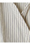 Ecru Double-Breasted Collar Tie-Back Striped Women's Shirt W6Q946B8 - 4