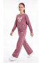 Top and Bottom Ribbon Printed Girls' Tracksuit Set - 3