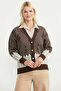 Oversize Patterned Knitwear Cardigan - Brown