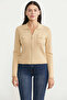 Knitwear Cardigan with Zipper Closure Pocket - Beige - 3