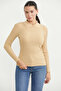 Collar Detailed Ribbed Knit Sweater - Beige - 2