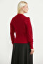 Polo Collar Ruffled Knit Sweater - Red - 5