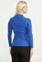 Collar Detailed Ribbed Knit Sweater - Blue - 6
