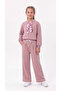 Top Collar Full Pleated 3 Thread Fabric Girls' Bottom and Top Tracksuit Set - 2