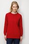 Women's Crew Neck Front and Mid-Sleeve Reverse Knit Knitwear Sweater Red