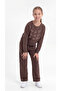 Ribbon Printed Girls' Top and Bottom Tracksuit Set - 3