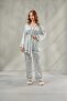 Women's Chain Patterned Satin Kimono Dressing Gown Pajama Set Verona & Belted Nightgown Set, Dowry Honeymoon - 2